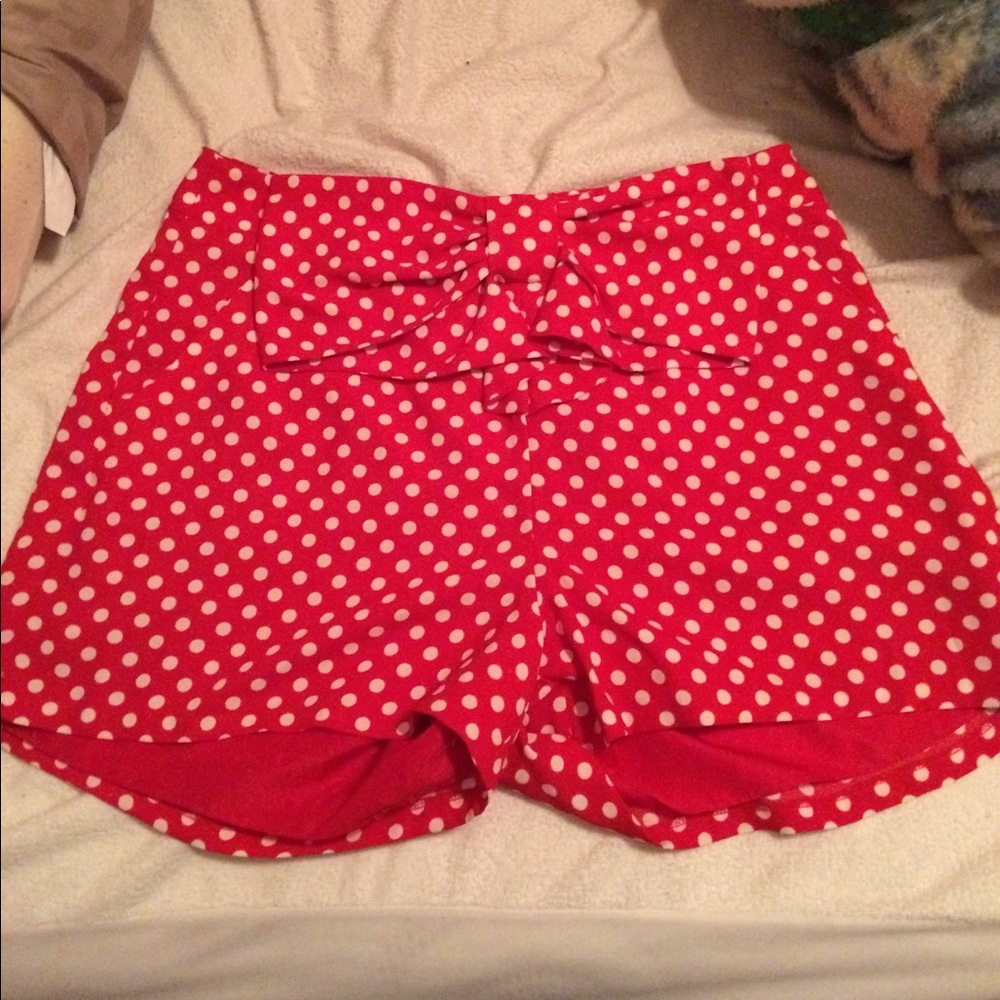 Polka Dot Shorts With Cute Bow